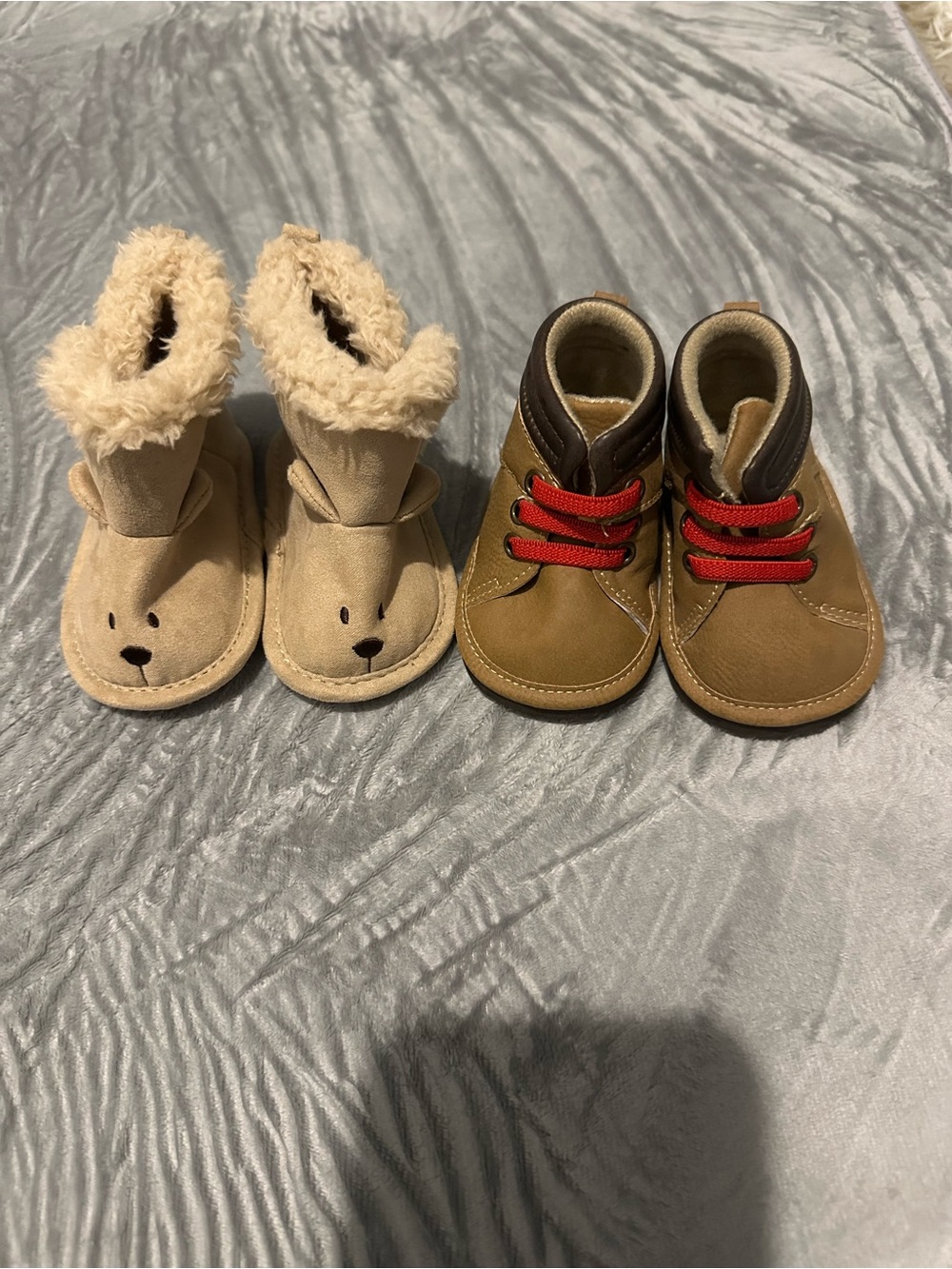 5/$25 Baby Bear Booties & Tan Boots - Set of 2